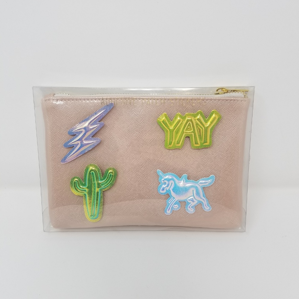 TwelveNYC Zip Pouch- Pink Rose Gold with Stickers